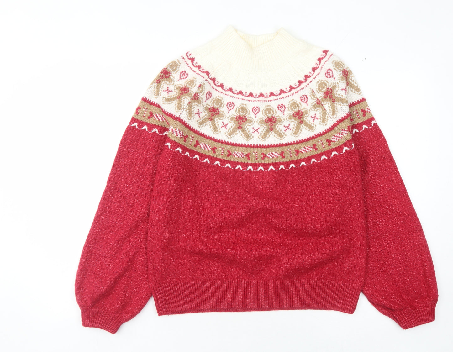 FatFace Women's Red Fair Isle Christmas Jumper, Size 10