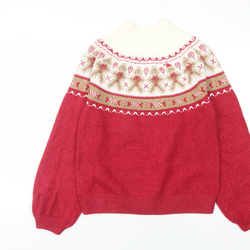 FatFace Women's Red Fair Isle Christmas Jumper, Size 10