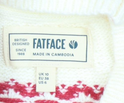 FatFace Women's Red Fair Isle Christmas Jumper, Size 10