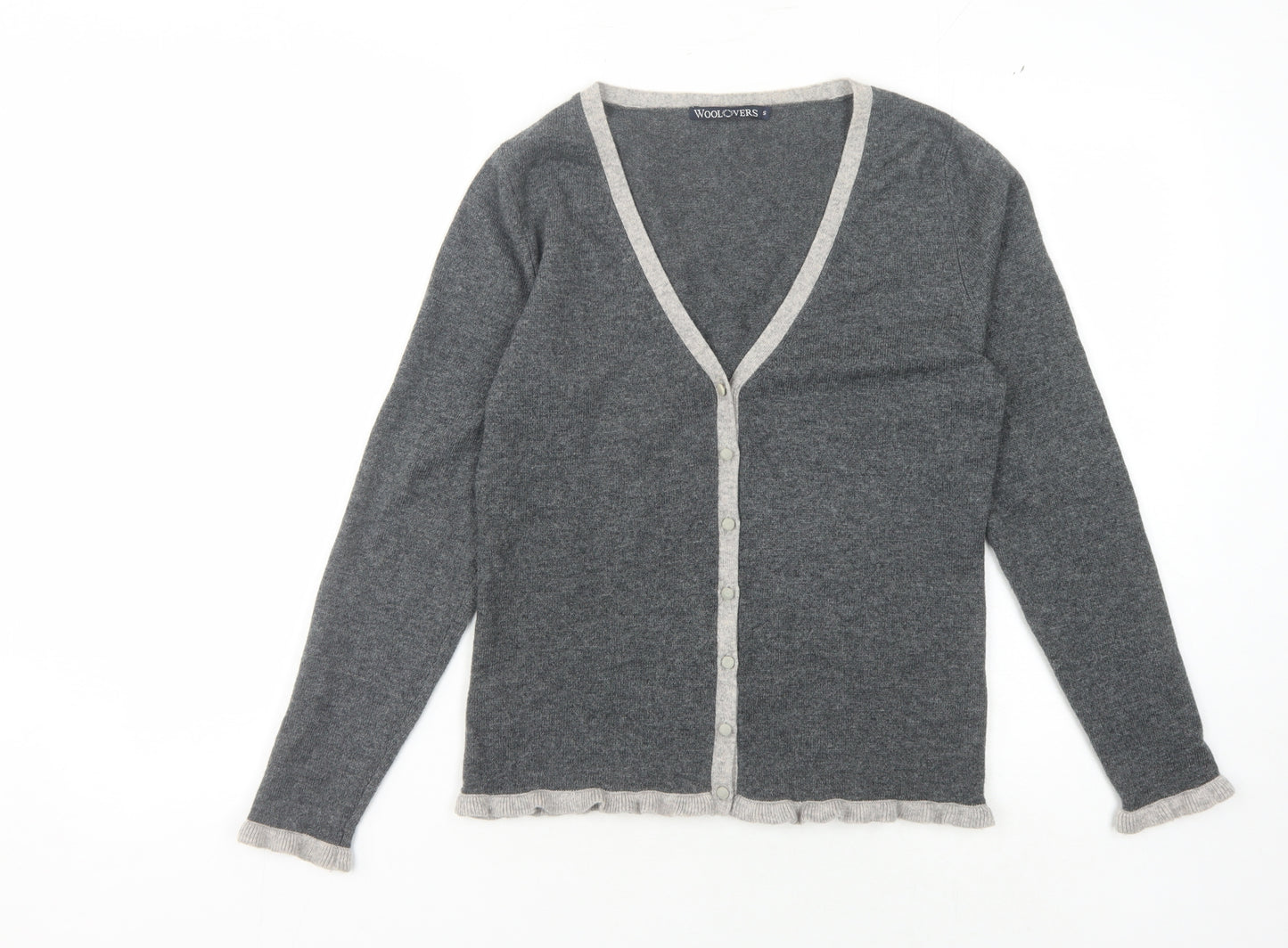 WoolOvers Women's Grey Cardigan S Merino Wool Cashmere