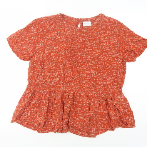 VILA Women's Red Polka Dot Blouse Size 10