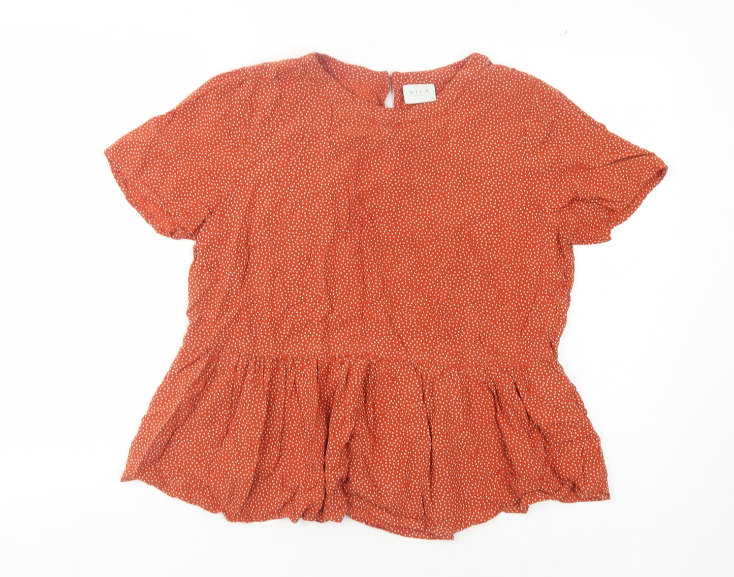 VILA Women's Red Polka Dot Blouse Size 10