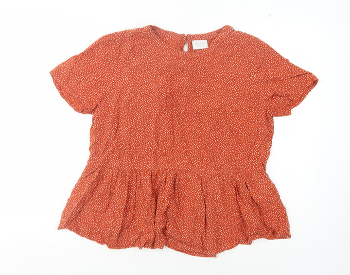VILA Women's Red Polka Dot Blouse Size 10