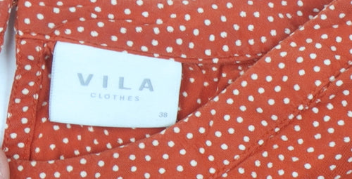 VILA Women's Red Polka Dot Blouse Size 10