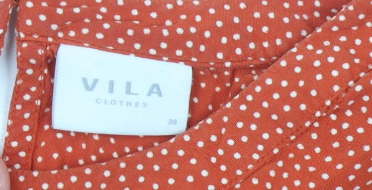 VILA Women's Red Polka Dot Blouse Size 10
