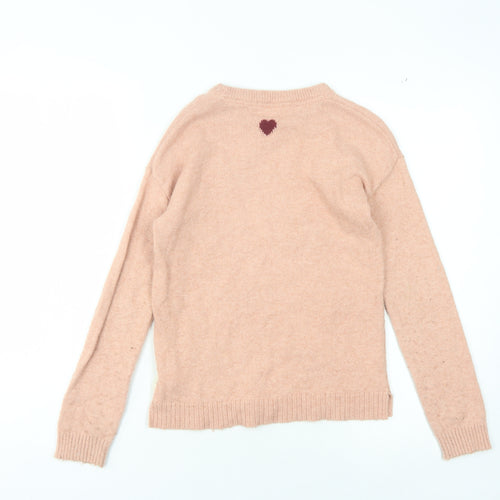 White Stuff Girls Pink Animal Print Pullover Jumper 9-10 Years