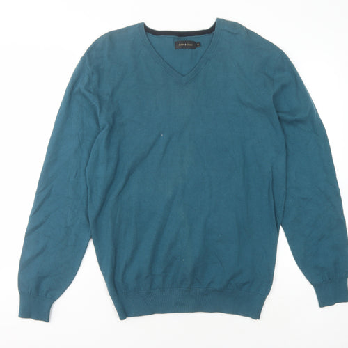 Aspen & Court Men's Blue V-Neck Pullover Jumper M