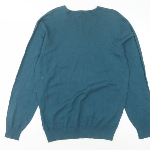 Aspen & Court Men's Blue V-Neck Pullover Jumper M