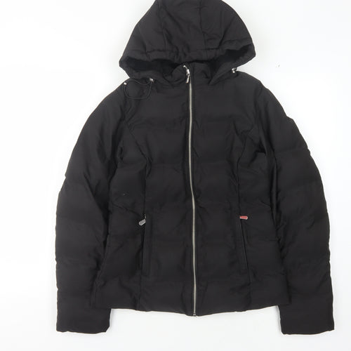 Zara Women's Black XS Puffer Jacket, Hooded, Casual Winter Coat