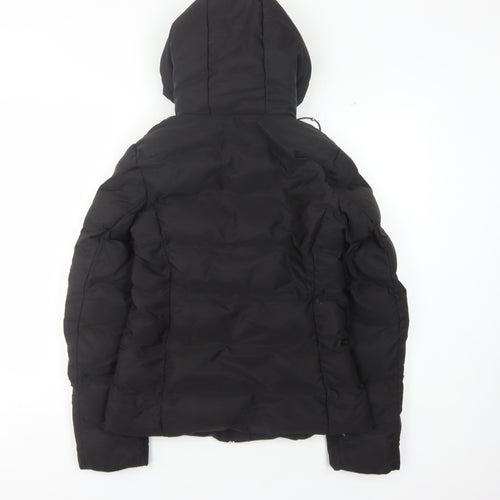 Zara Women's Black XS Puffer Jacket, Hooded, Casual Winter Coat