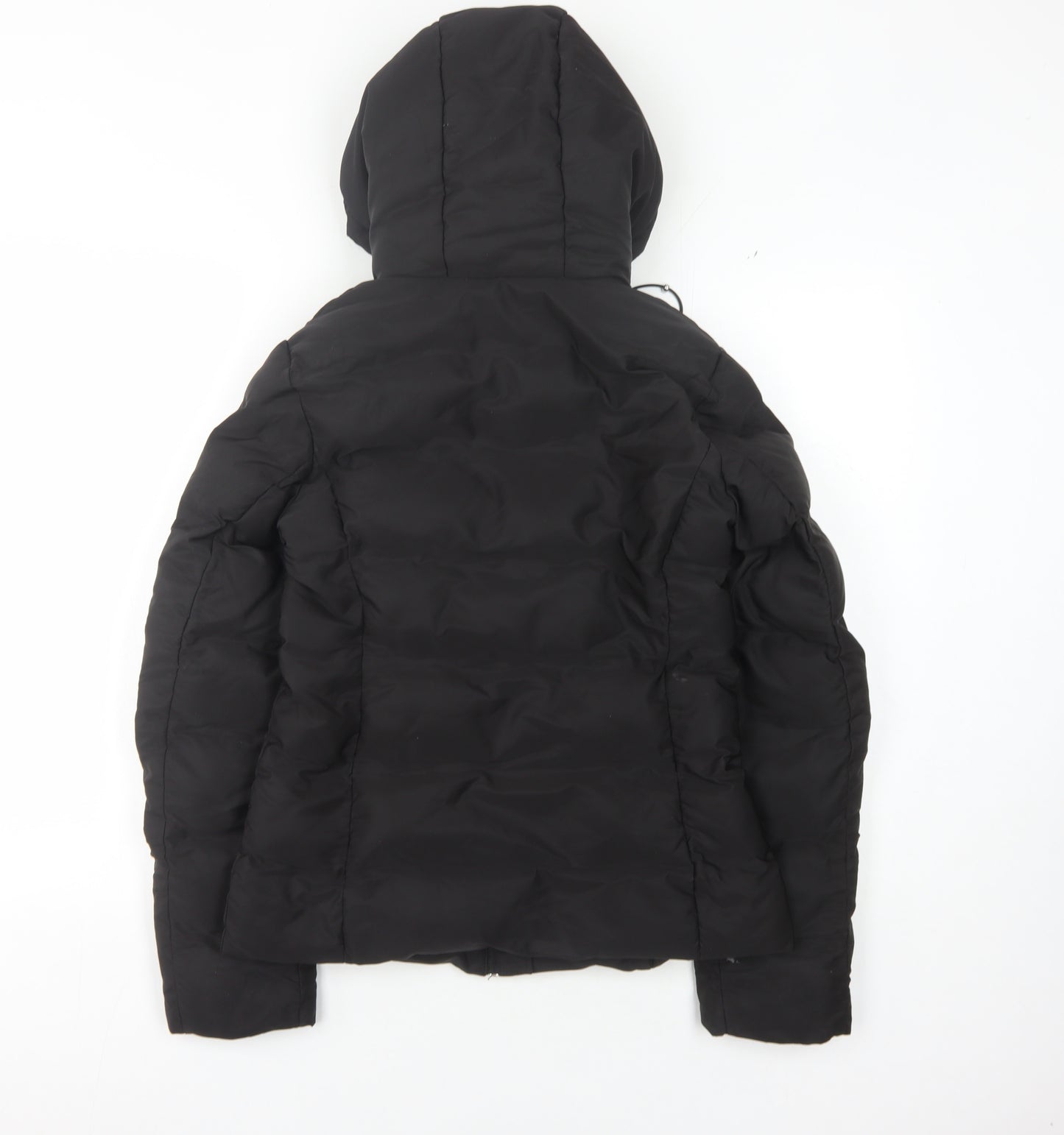 Zara Women's Black XS Puffer Jacket, Hooded, Casual Winter Coat
