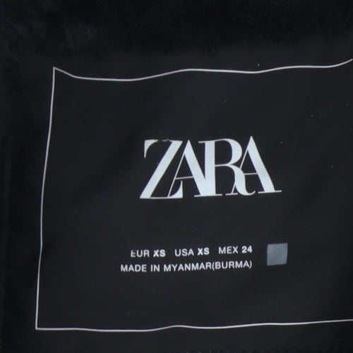 Zara Women's Black XS Puffer Jacket, Hooded, Casual Winter Coat
