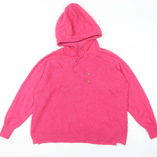 Next Women's Pink Hooded Wool Jumper, Size L