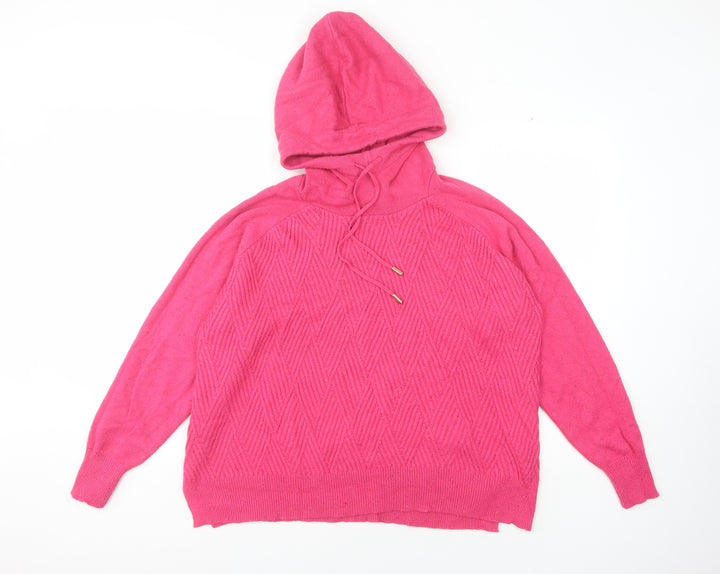 Next Women's Pink Hooded Wool Jumper, Size L