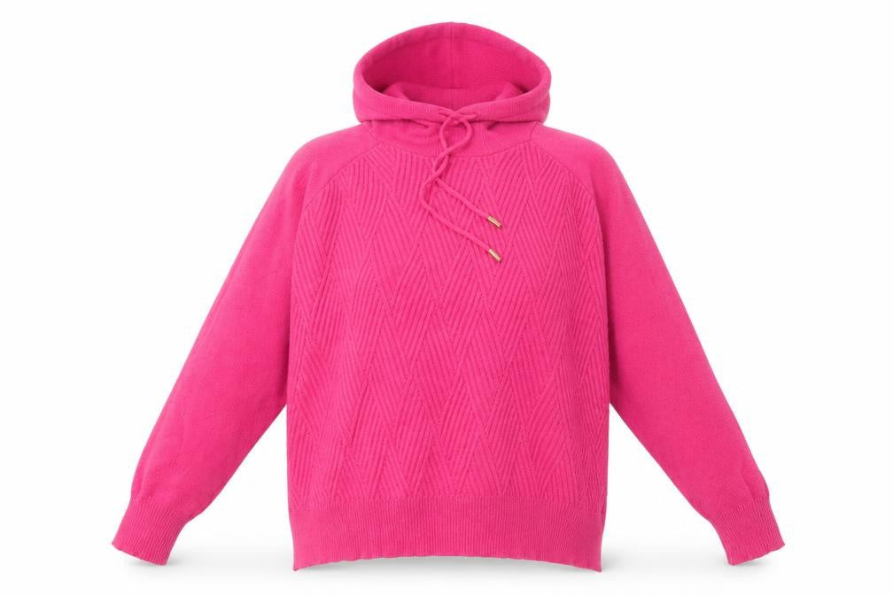 Front view of Next Women's Pink Hooded Wool Jumper, size L