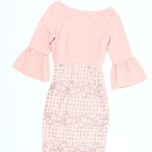 Paper Dolls Pink Lace Bodycon Dress UK 8
