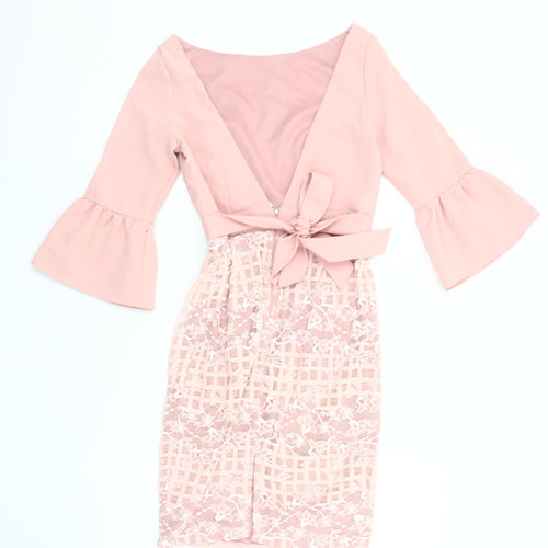 Paper Dolls Pink Lace Bodycon Dress UK 8