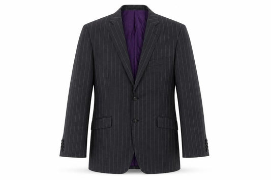 Front view of Fellini Men's Black Striped Blazer 40 R Formal Wool Blend