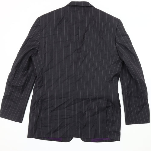 Fellini Men's Black Striped Blazer 40 R Formal Wool Blend