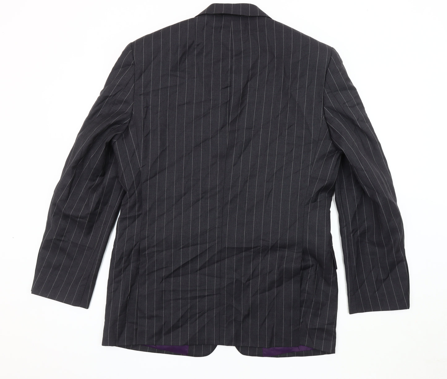 Fellini Men's Black Striped Blazer 40 R Formal Wool Blend