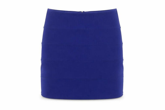 Front view of Topshop Women's Blue Bandage Short Skirt, size 10