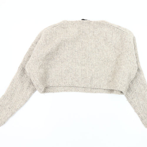 ZARA Women's Beige V-Neck Pullover Jumper Size 8