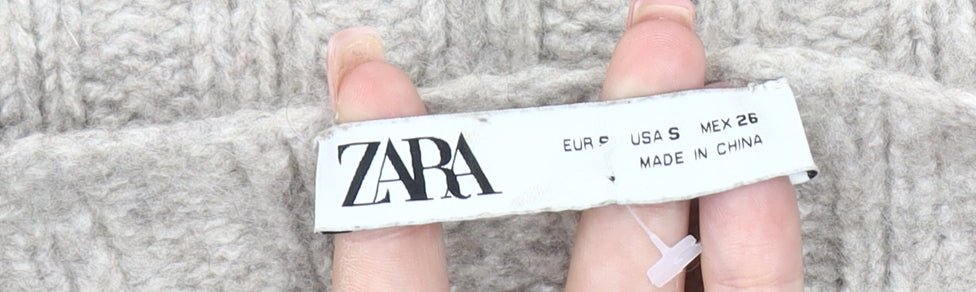 ZARA Women's Beige V-Neck Pullover Jumper Size 8
