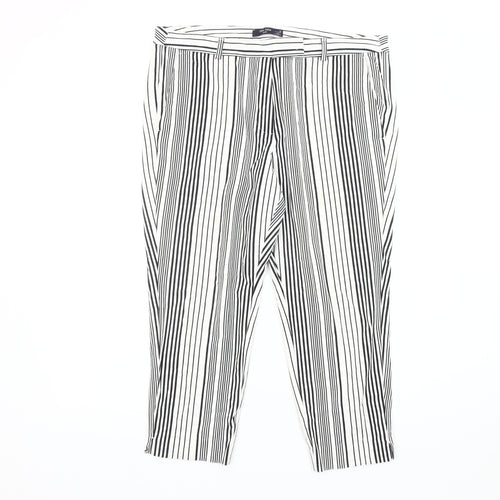 Marks and Spencer Women's Ivory Striped Trousers Size 16