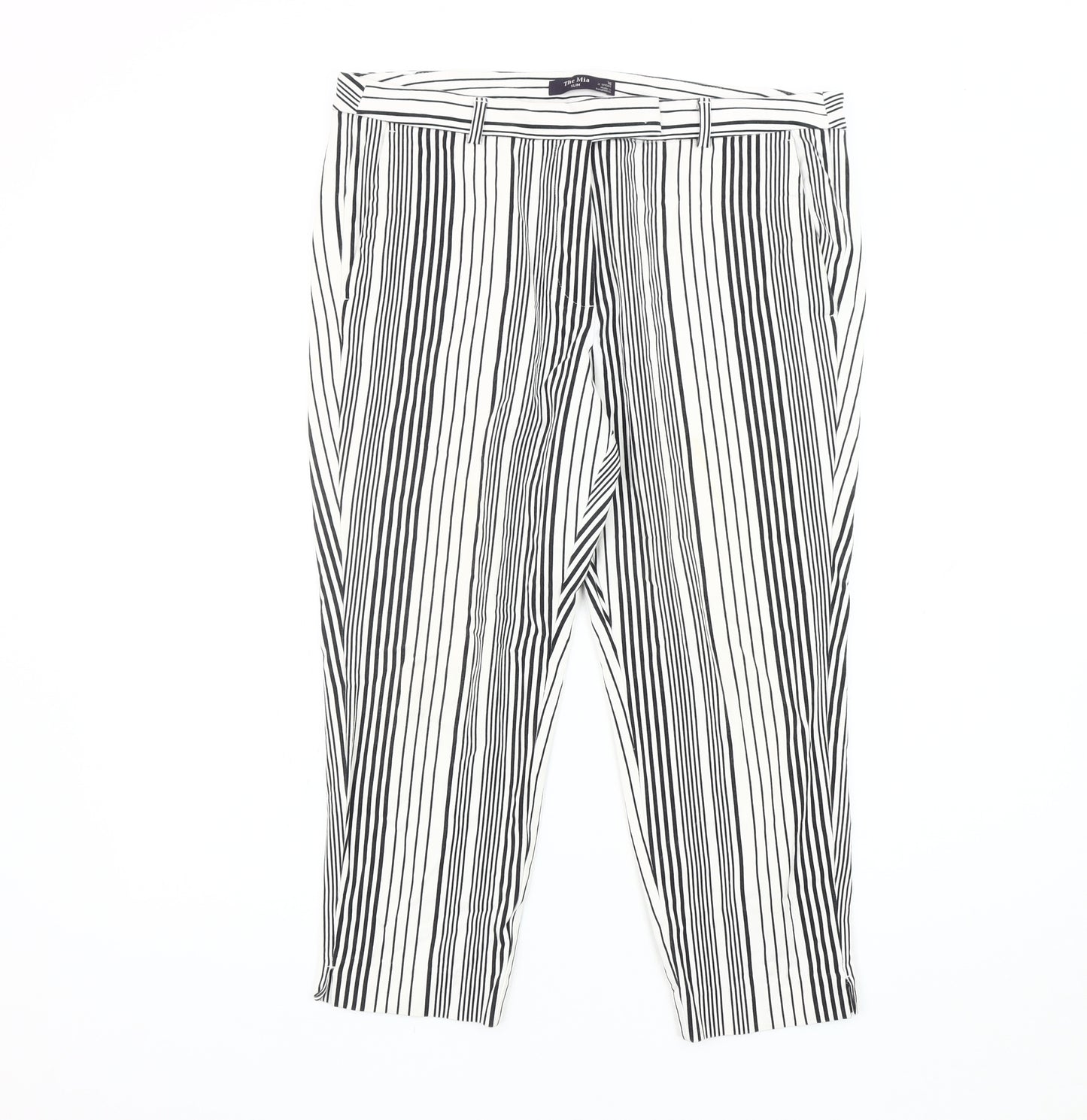 Marks and Spencer Women's Ivory Striped Trousers Size 16