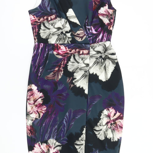 Closet Women's Multicoloured Pencil Dress, Size 14, V-Neck
