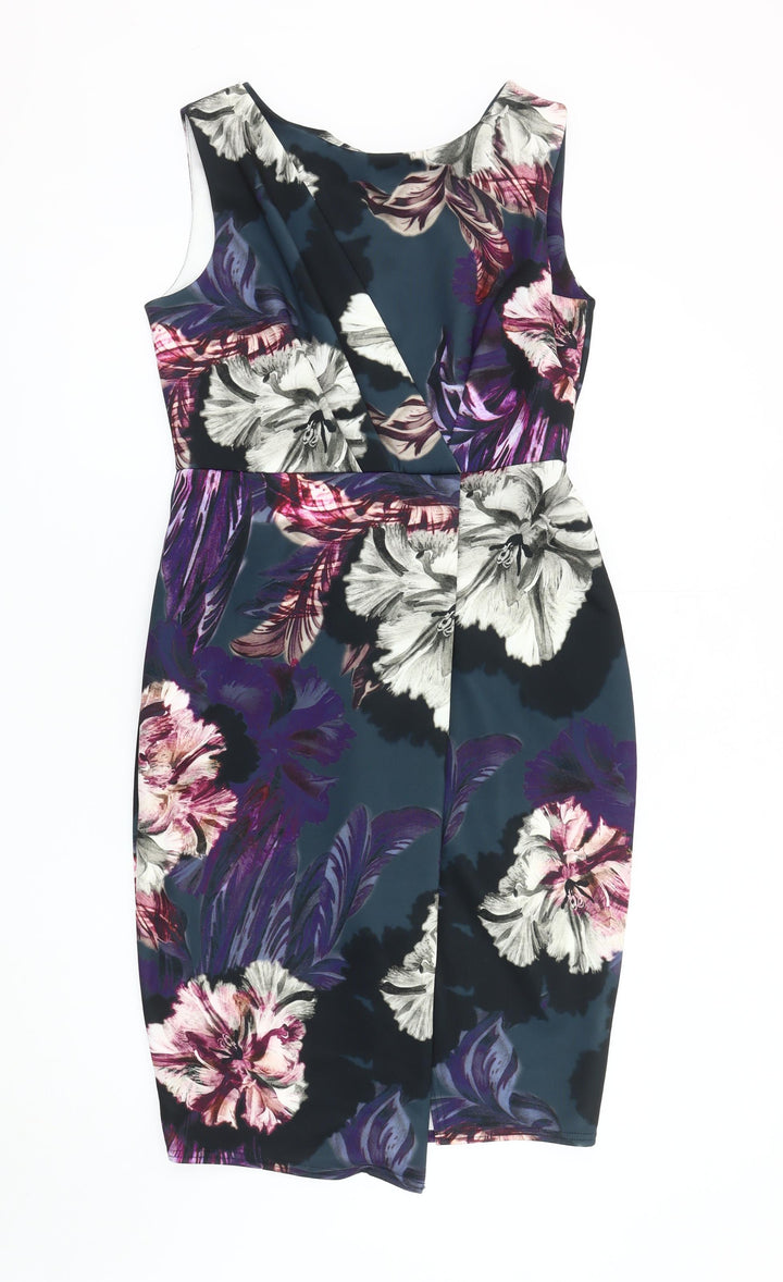 Closet Women's Multicoloured Pencil Dress, Size 14, V-Neck