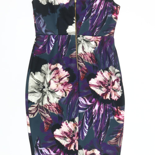 Closet Women's Multicoloured Pencil Dress, Size 14, V-Neck