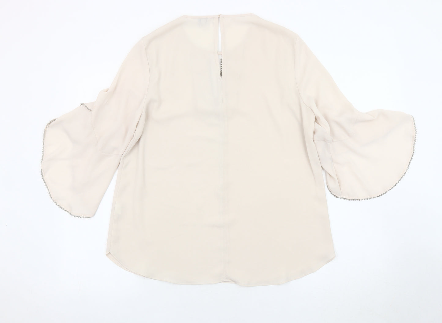 River Island Women's Beige Blouse, Size 12, Flared Sleeves