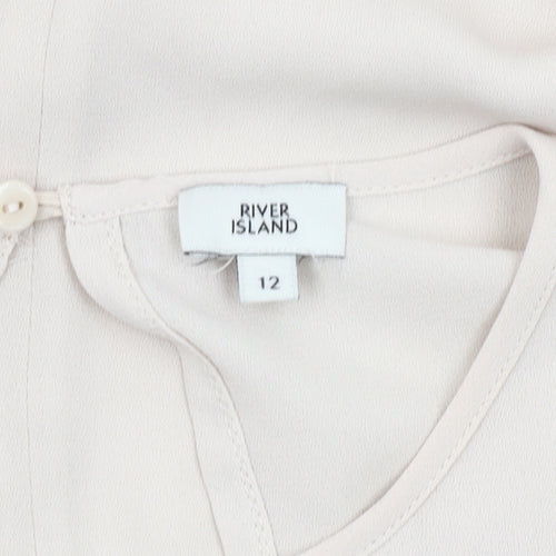 River Island Women's Beige Blouse, Size 12, Flared Sleeves