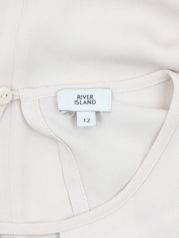 River Island Women's Beige Blouse, Size 12, Flared Sleeves