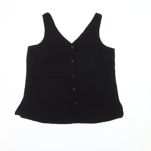 Wallis Women's Black V-Neck Sleeveless Blouse Size 14