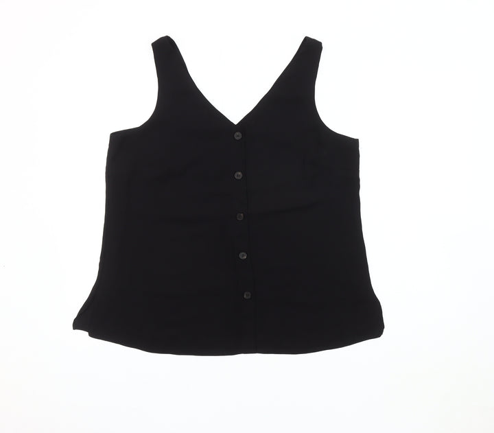 Wallis Women's Black V-Neck Sleeveless Blouse Size 14