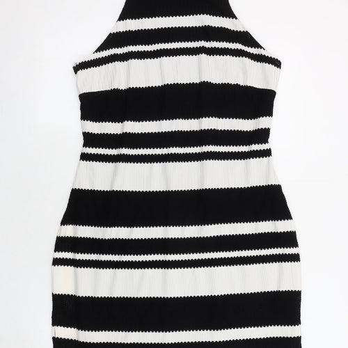 New Look Women's Black & White Halter Sheath Dress Size 16