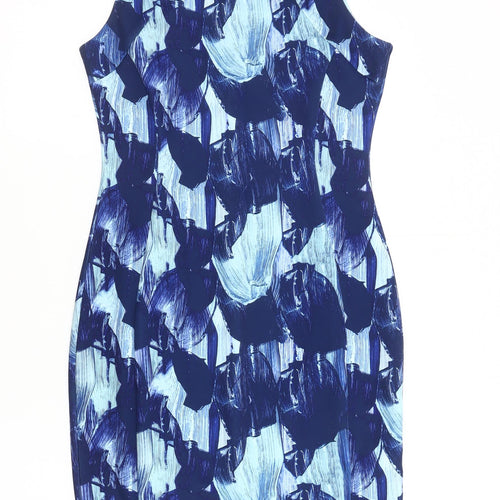 H&M Women’s Blue Abstract Sheath Dress - Size 12 Sleeveless