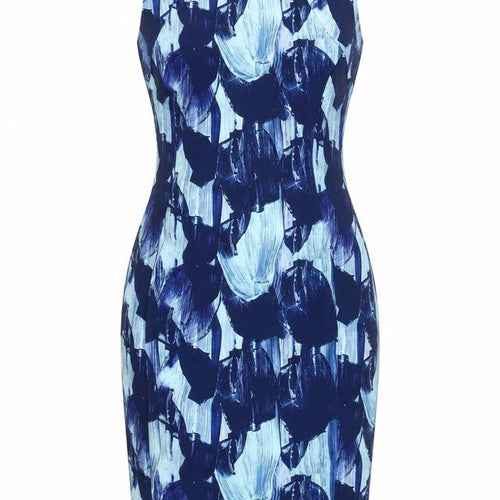 H&M Women’s Blue Abstract Sheath Dress - Size 12 Sleeveless