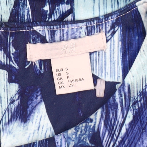 H&M Women’s Blue Abstract Sheath Dress - Size 12 Sleeveless