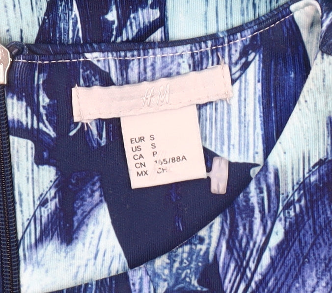 H&M Women’s Blue Abstract Sheath Dress - Size 12 Sleeveless