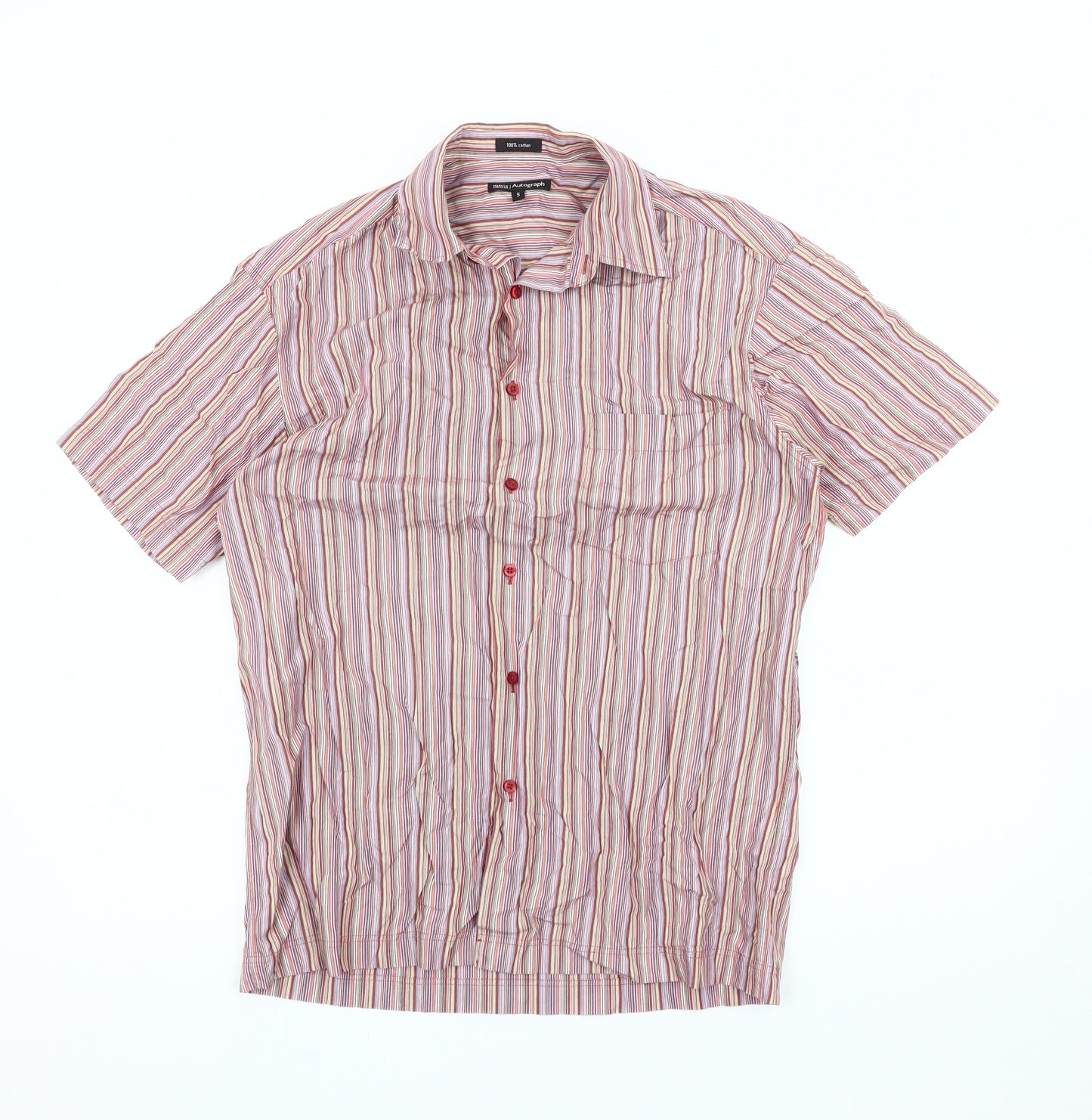 Marks and Spencer Men's Multicoloured Striped Shirt S