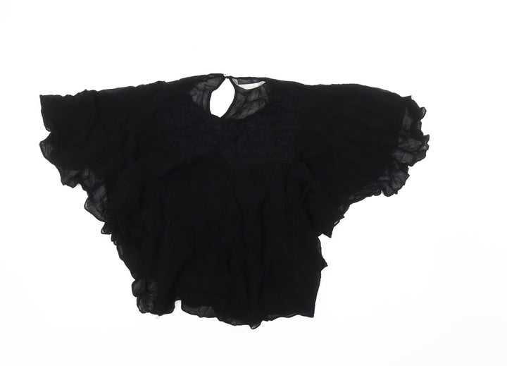 Zara Women's Black Viscose Top XS
