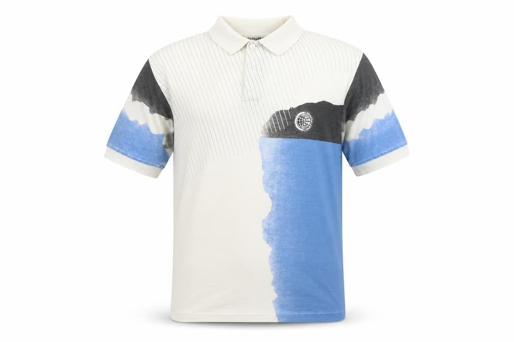 Champion Men's Blue Graphic Print Polo Shirt - L