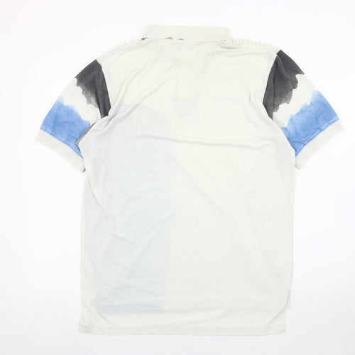 Champion Men's Blue Graphic Print Polo Shirt - L