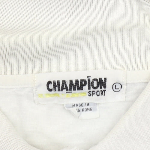 Champion Men's Blue Graphic Print Polo Shirt - L