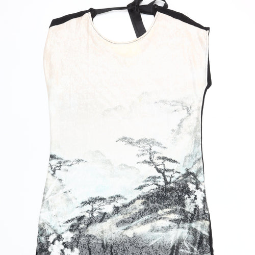 Next Women's Black Beige Sequin Sleeveless Top Size 14