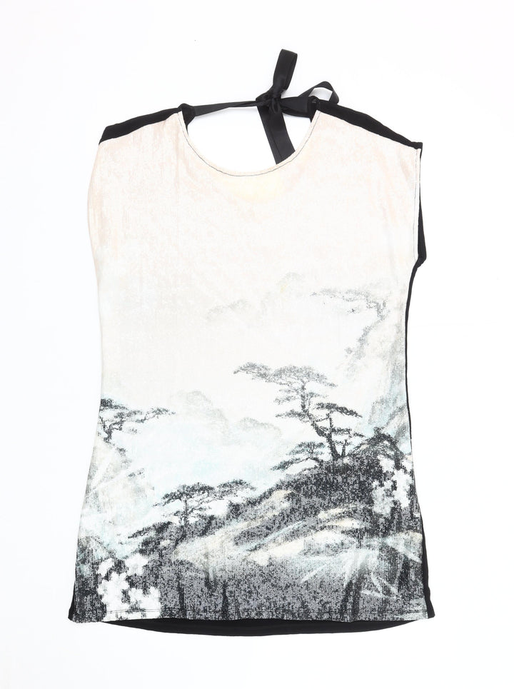 Next Women's Black Beige Sequin Sleeveless Top Size 14