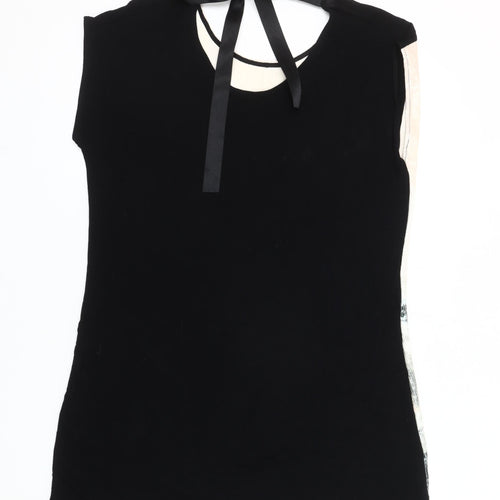Next Women's Black Beige Sequin Sleeveless Top Size 14